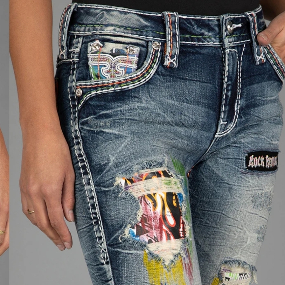 🤘NeW🥰 ROCK REVIVAL HARLOW LIMITED EDITION EMBROIDERED SKINNY JEANS 29 - Picture 9 of 16